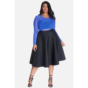 NWT Fashion to Figure Black Pleated Midi Skirt Womens Size 1 1X 14/16